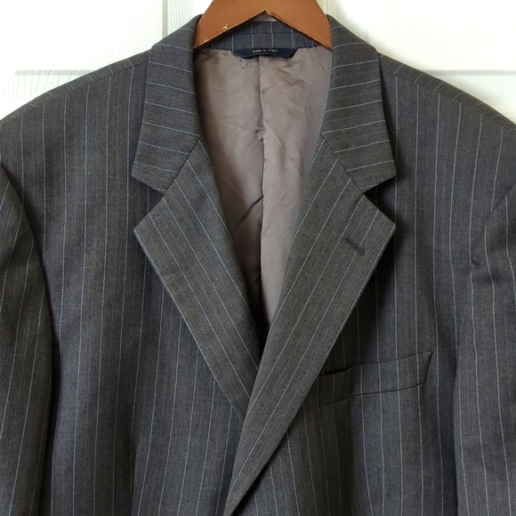 Brooks Brothers Preppy Classic Fit Pinstriped Wool Blazer Jacket Dark Gray 46/41 - Picture 2 of 16